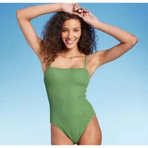 Shade & Shore Women's One Piece Swimsuit Swimwear Pucker Textured L